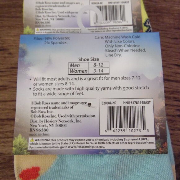 Joy of Painting Bob Ross Crew Socks 2 pair One Size - Picture 6 of 8